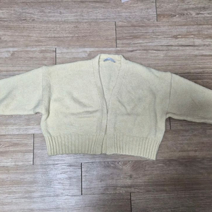 ZARA 크롭 니트 가디건 옐로우 L 이미지