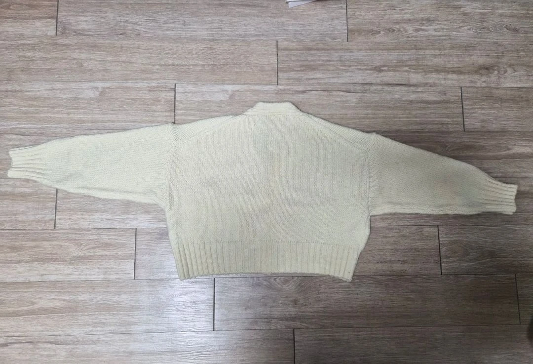 ZARA 크롭 니트 가디건 옐로우 L 이미지
