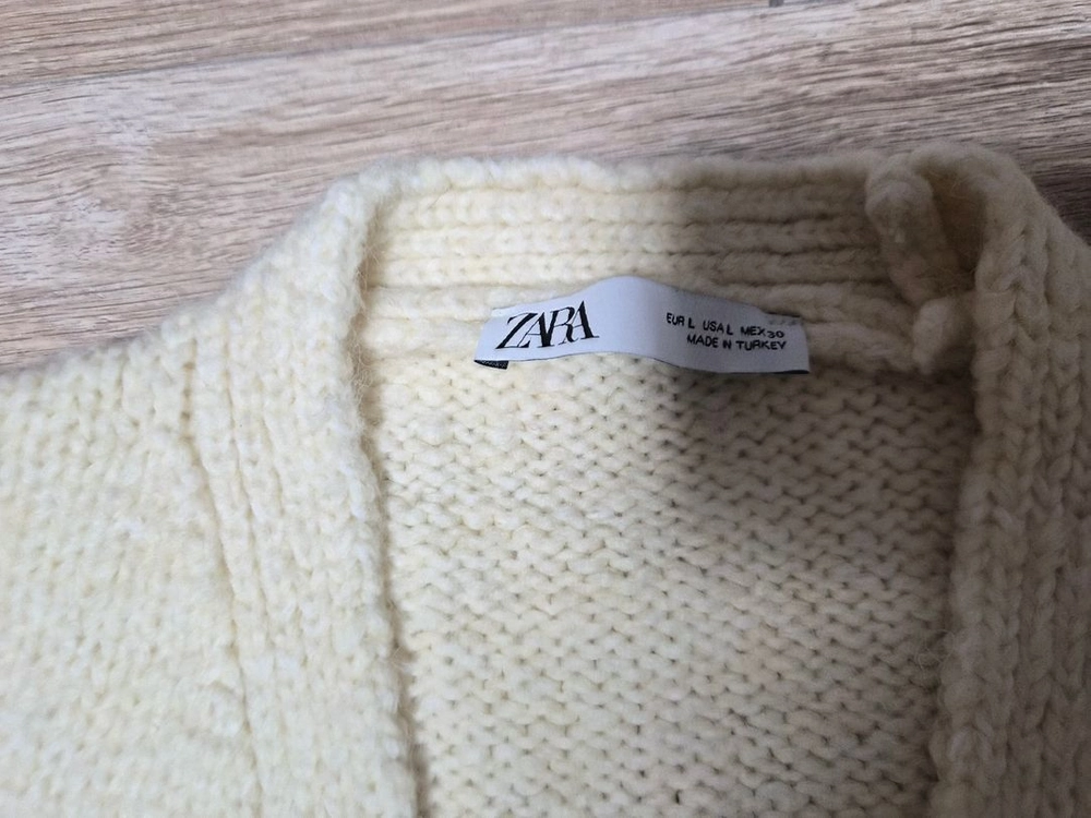 ZARA 크롭 니트 가디건 옐로우 L 이미지