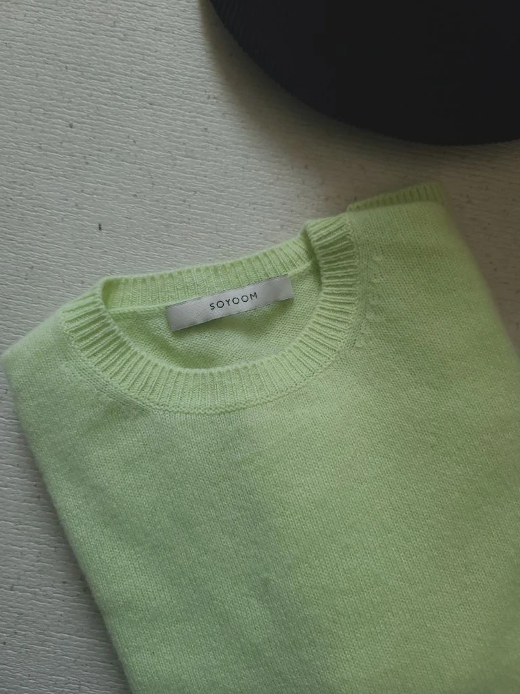 SOYOOM Cashmere Knit 소윰 캐시미어 그린 라임 연두색 긴팔 라운드넥 니트/ 릭오웬스 랑방 더캐시미어 이미지