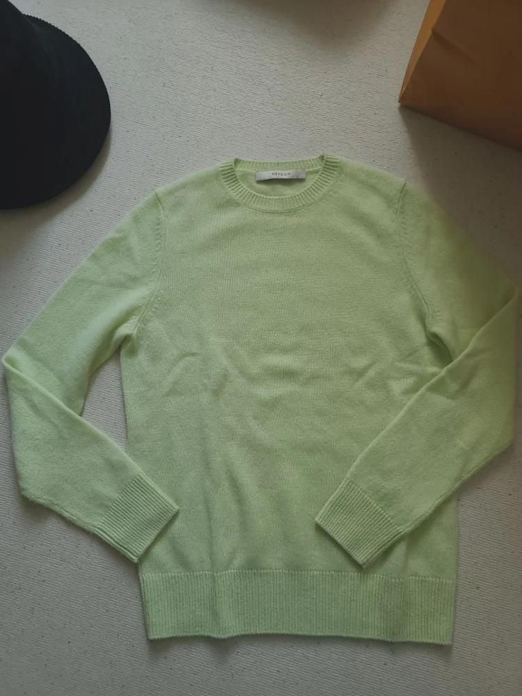 SOYOOM Cashmere Knit 소윰 캐시미어 그린 라임 연두색 긴팔 라운드넥 니트/ 릭오웬스 랑방 더캐시미어 이미지