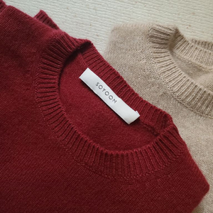 SOYOOM Cashmere Knit 소윰 캐시미어 버건디 긴팔 라운드넥 니트 / 릭오웬스 랑방 폴로 더캐시미어 이미지