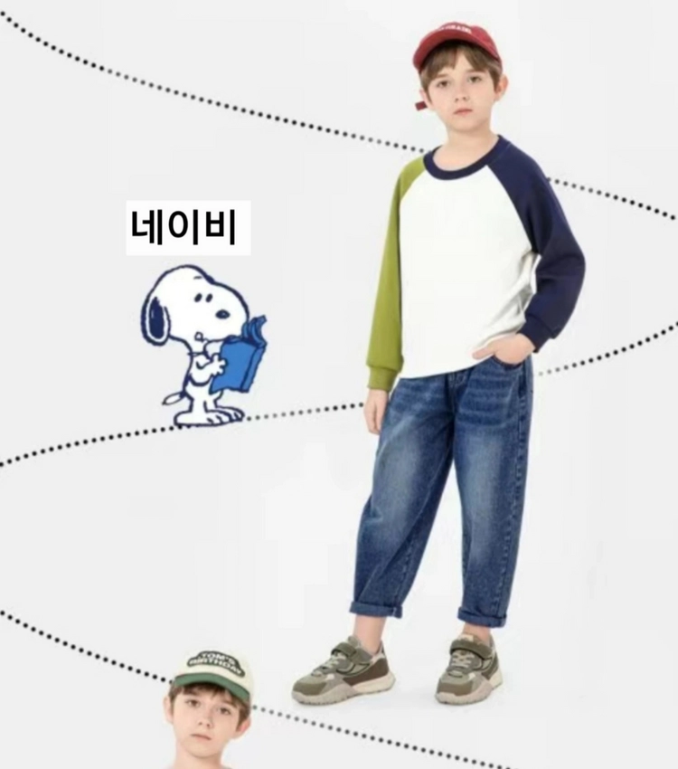 160사이즈 스누피 키즈 남여공용 청바지(새것) 이미지
