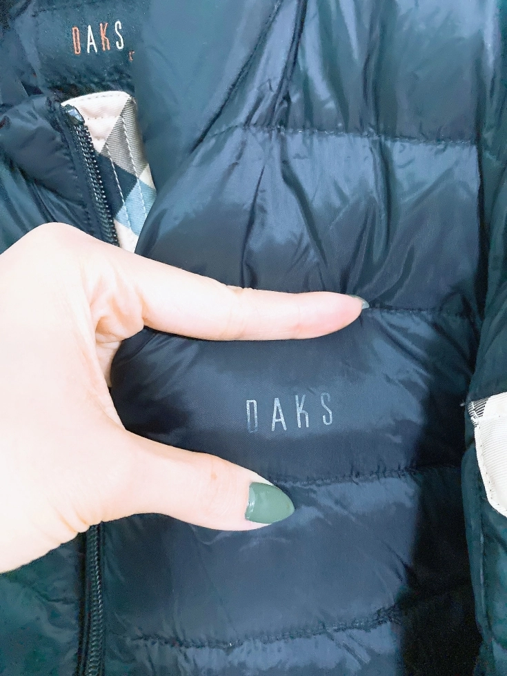 (키즈120(7Y)닥스키즈블랙오리털체크배색경량패딩 이미지