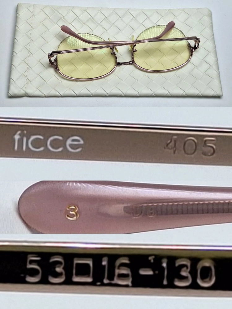 Yoshiyuki Konishi 피체 FICCE 405 안경테 안경 52mm 반무테 핑크골드 여성용 일본 빈티지 이미지