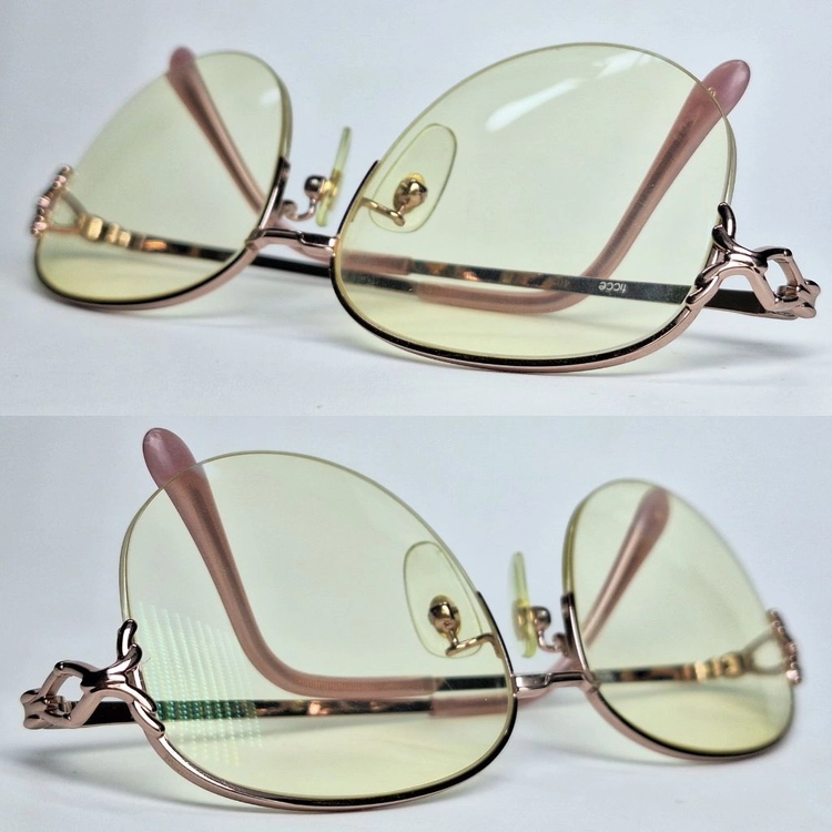 Yoshiyuki Konishi 피체 FICCE 405 안경테 안경 52mm 반무테 핑크골드 여성용 일본 빈티지 이미지