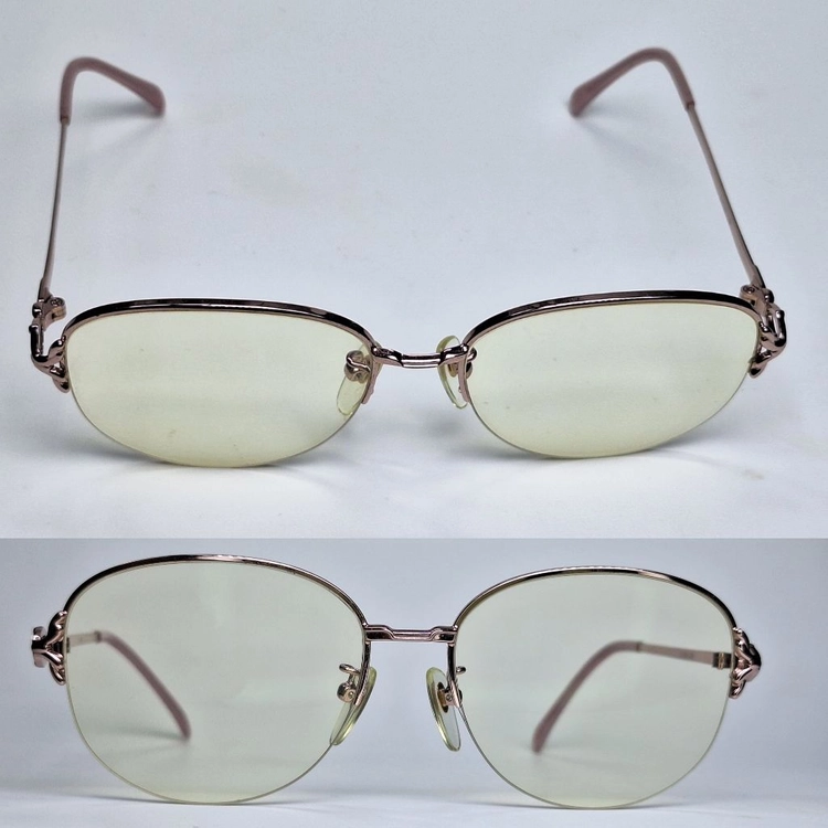 Yoshiyuki Konishi 피체 FICCE 405 안경테 안경 52mm 반무테 핑크골드 여성용 일본 빈티지 이미지