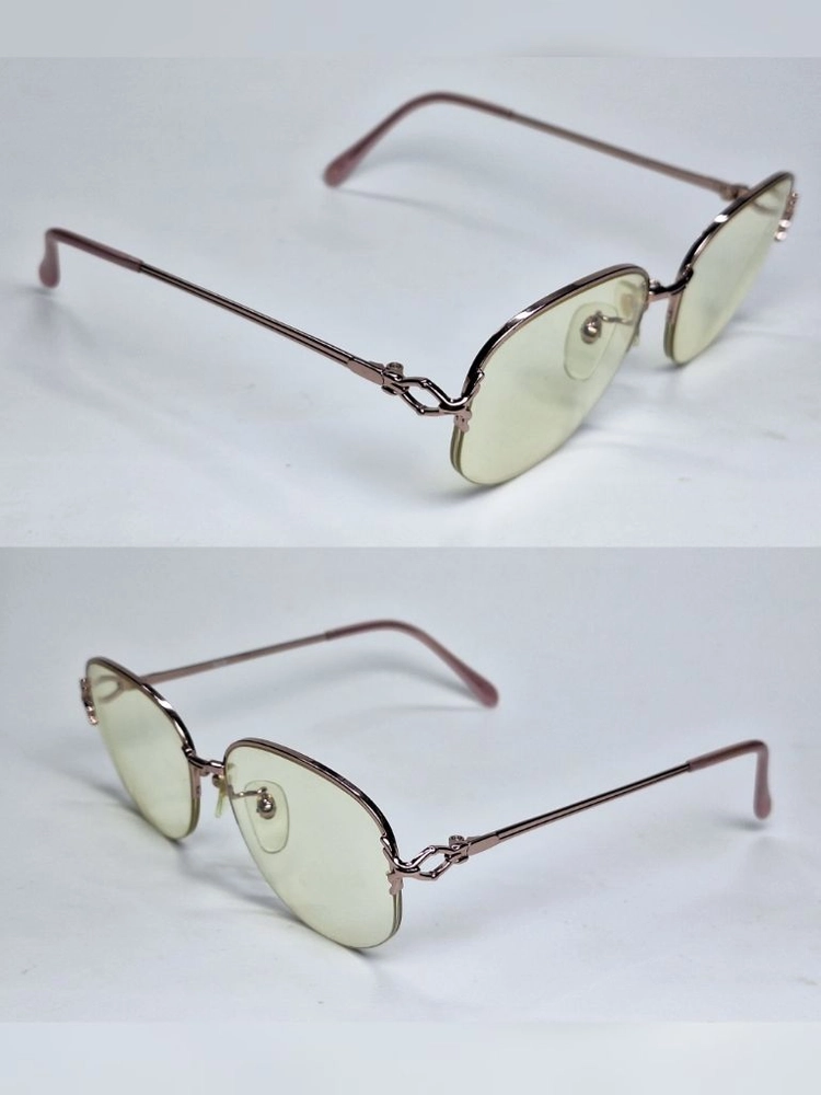 Yoshiyuki Konishi 피체 FICCE 405 안경테 안경 52mm 반무테 핑크골드 여성용 일본 빈티지 이미지