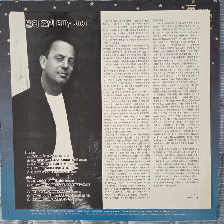 BILLY JOEL-RIVER OF DREAM LP 이미지