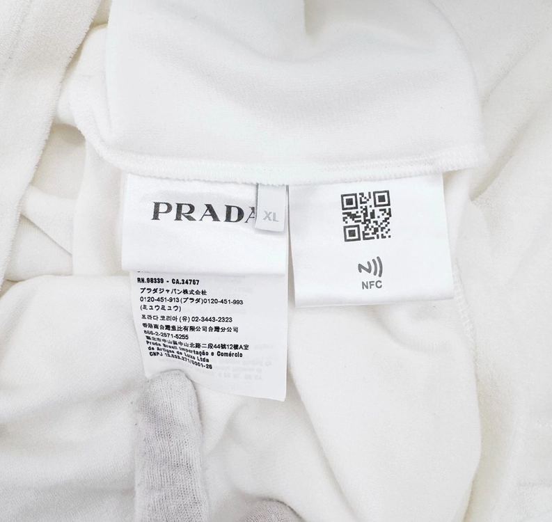 [XL] 프라다 남성 삼각로고 테리 PK 카라 폴로 반팔 티셔츠 화이트 이미지