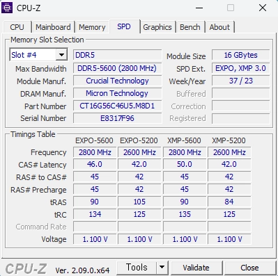 마이크론 크루셜 DDR5-5600 16기가 판매(23년37주차) 이미지