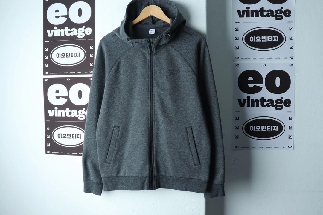 (L-XL) 리복 후드집업 빅로고 그레이 올드스쿨 이미지