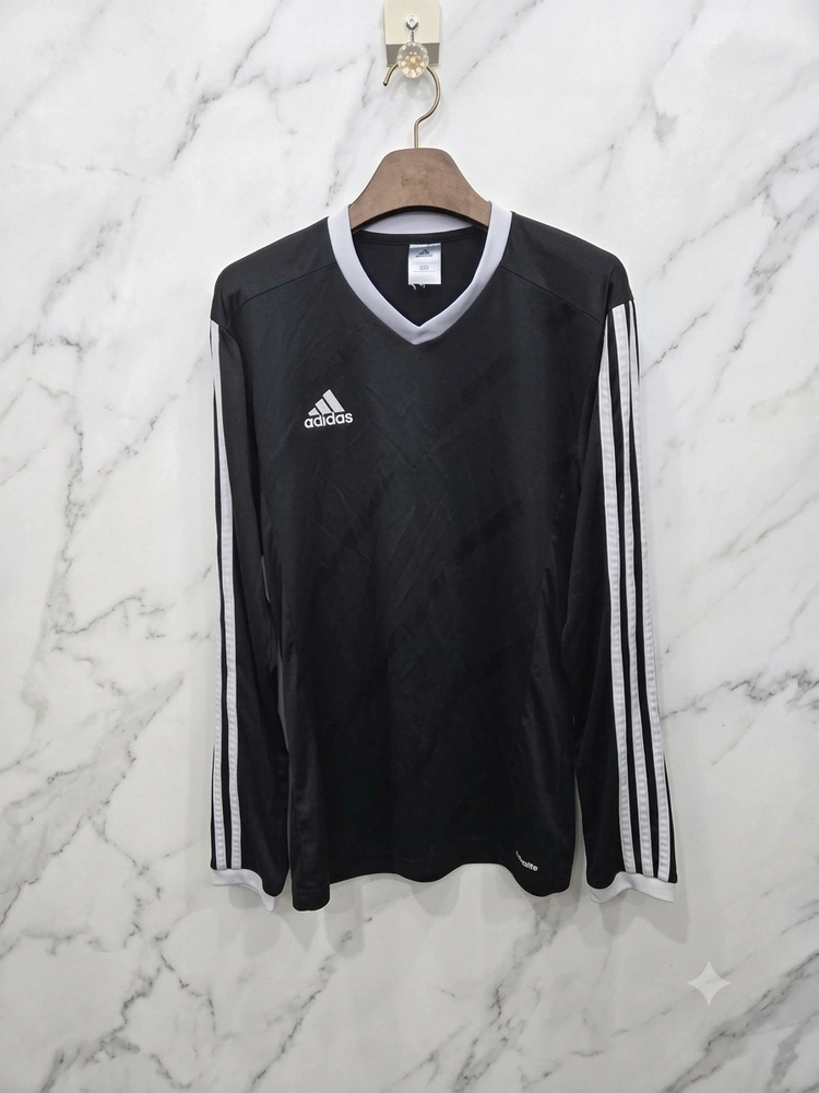 95,M )) adidas 아디다스 브이넥 긴팔티셔츠! 블랙 & 화이트~ - 안심되는 중고거래