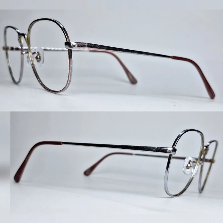 P-001 안경테 안경 52mm 실버 여성용 메탈 일본 빈티지 데드스톡 레트로 클래식 앤틱 복고 아메카지 Y2K 이미지