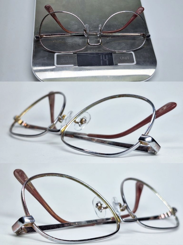 P-001 안경테 안경 52mm 실버 여성용 메탈 일본 빈티지 데드스톡 레트로 클래식 앤틱 복고 아메카지 Y2K 이미지