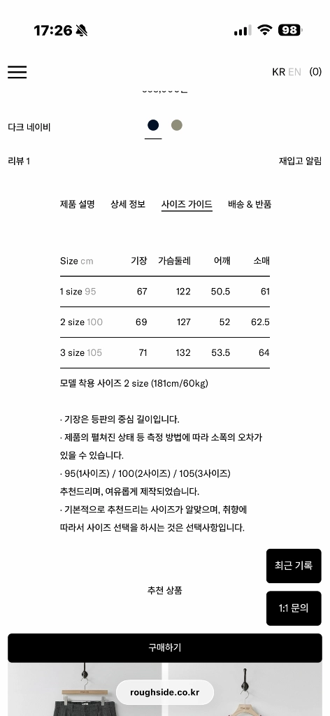 러프사이드 쉐르파 다크네이비 (1) 새상품 판매 이미지