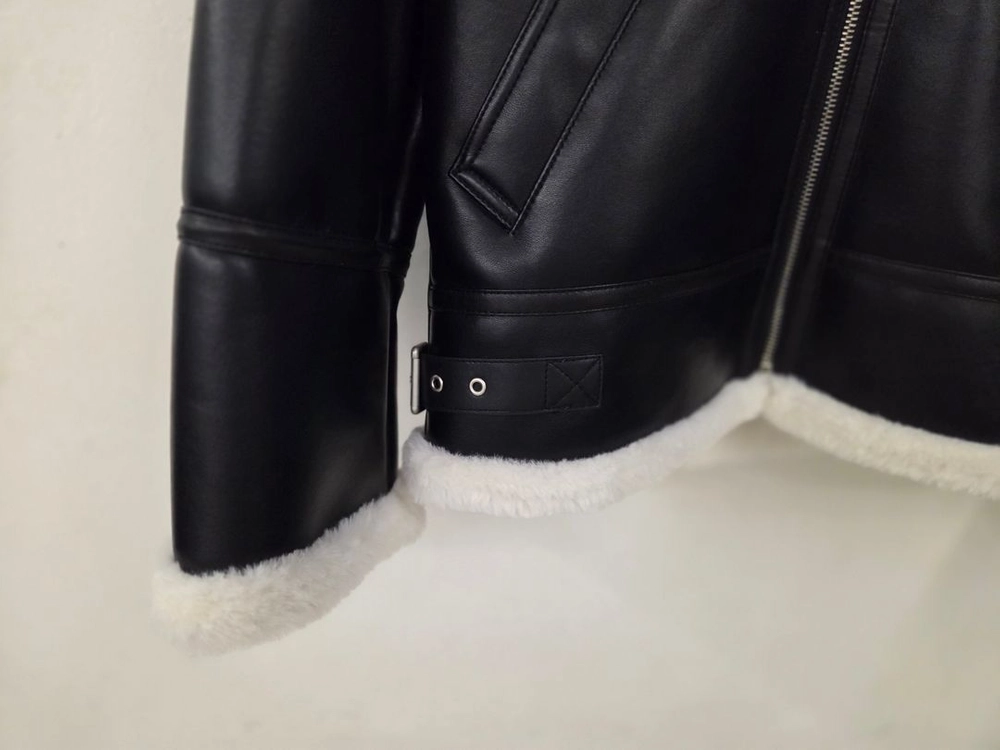 블랙 인조 양털 무스탕 자켓 XL 이미지