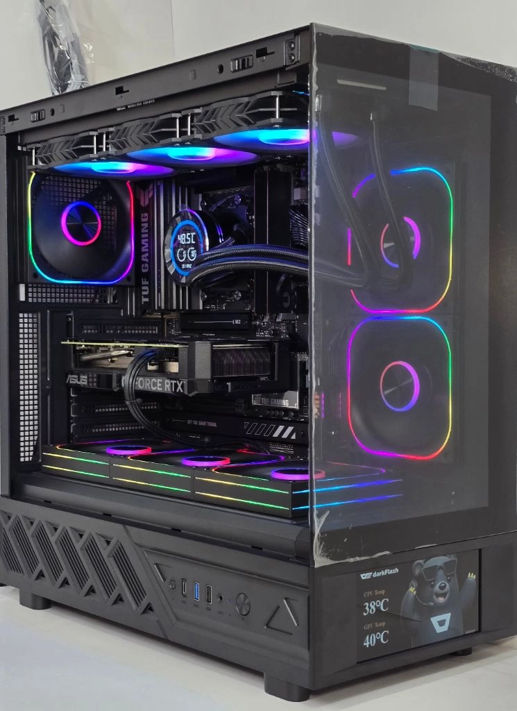 (새제품 9850X3D, 반본체 블랙) 32GB,수랭쿨러,B850,1250W GOLD,방송게이밍컴퓨터본체 이미지