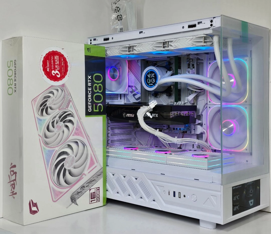 (새제품 9850X3D, 반본체 블랙) 32GB,수랭쿨러,B850,1250W GOLD,방송게이밍컴퓨터본체 이미지