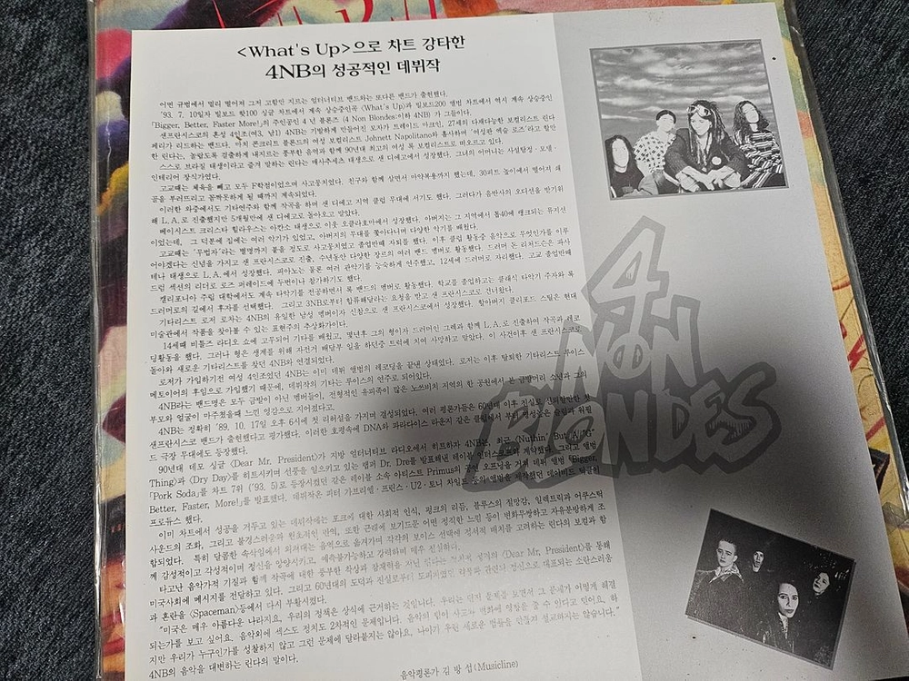 4 Non Blondes 포 논 블론즈 1집 93년 국내 초반 LP 판매 이미지
