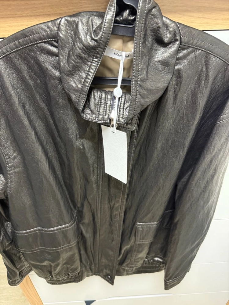모노하 high neck leather jumper 하이넥 레더점퍼 이미지