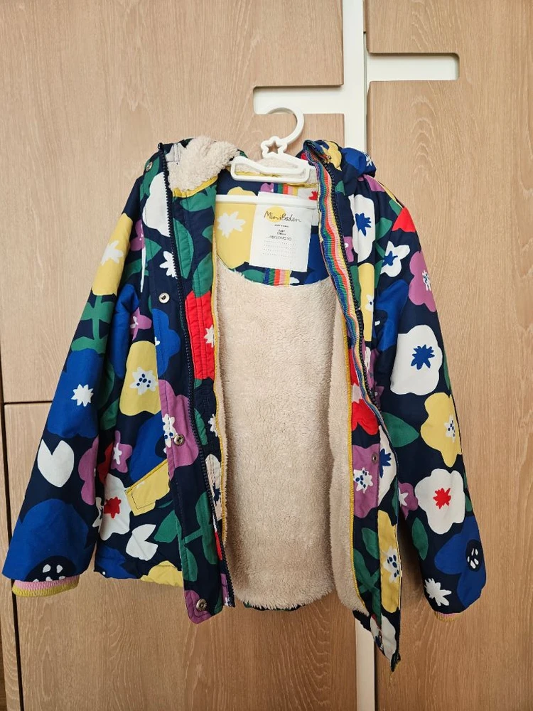 미니보덴 꽃무늬 보아털 점퍼 7-8y 128cm. 이미지