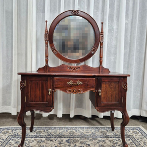 수입 엔틱 원목 카브리올레그 화장대세트 이미지