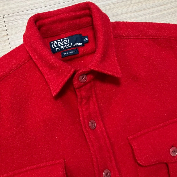[Polo] 90s 폴로 랄프로렌 CPO 울 셔츠 자켓 레드 이미지