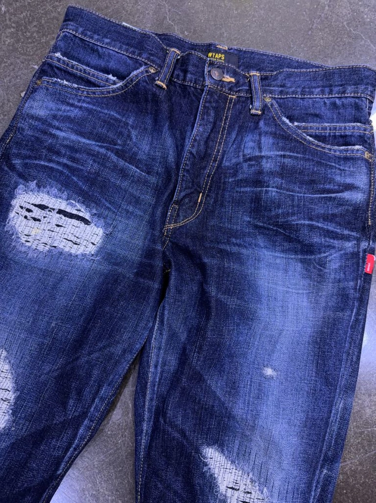 WTAPS 더블탭스 블루스 트래쉬 빈티지 워싱 스키니 데님팬츠 S 이미지