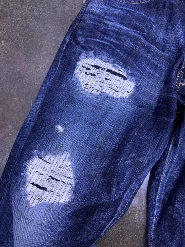 WTAPS 더블탭스 블루스 트래쉬 빈티지 워싱 스키니 데님팬츠 S 이미지