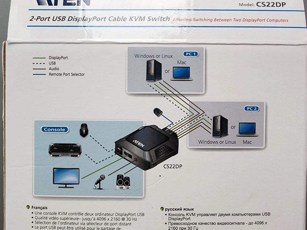 (새제품) ATEN CS22DP KVM 스위치 이미지