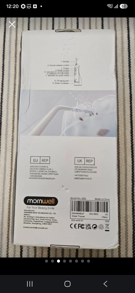 (새상품ㆍ미개봉)mornwell 구강세정기 F5012D0-USA-WE94 이미지