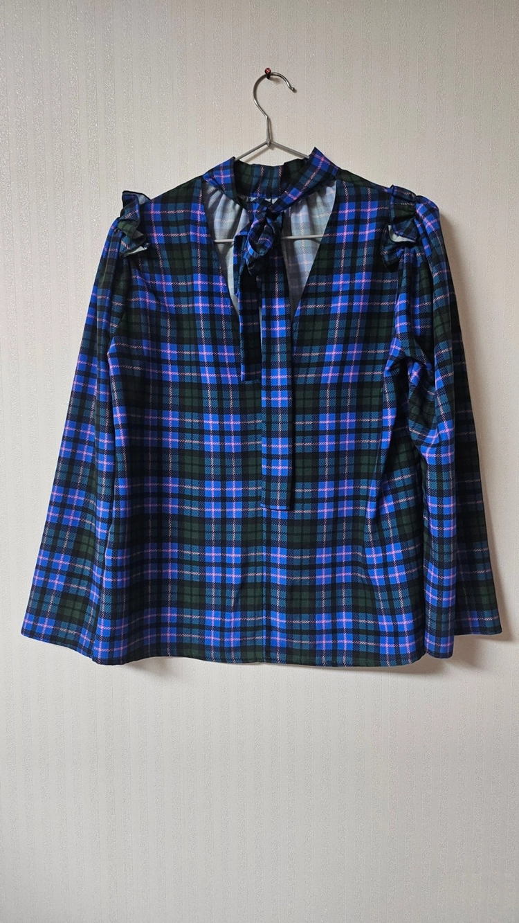 (38) MSGM 체크 셋업 블라우스 플리츠 스커트 투피스 이미지
