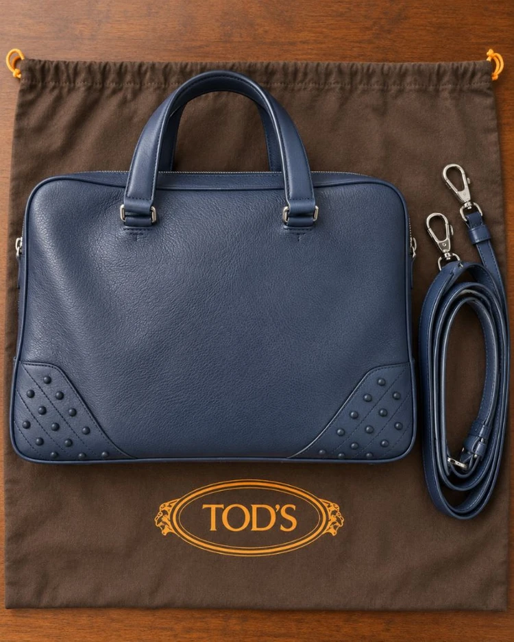 [새상품/풀구성] 토즈(TODS) 남성 가죽 브리프케이스 (고급스러운 네이비 블루) 이미지