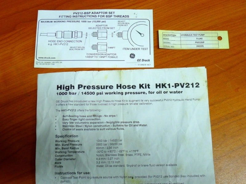 Druck PV212 유압펌프, HK1-PV212 고압호스, hydraulic hand pump GEDRUCK 중고 이미지