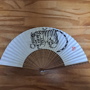빈티지 호작도(호랑이와까치) 대나무 전통부채 이미지