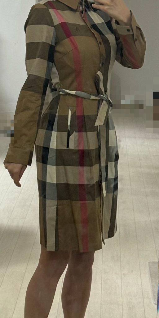 여성 버버리 체크 셔츠 원피스 이미지
