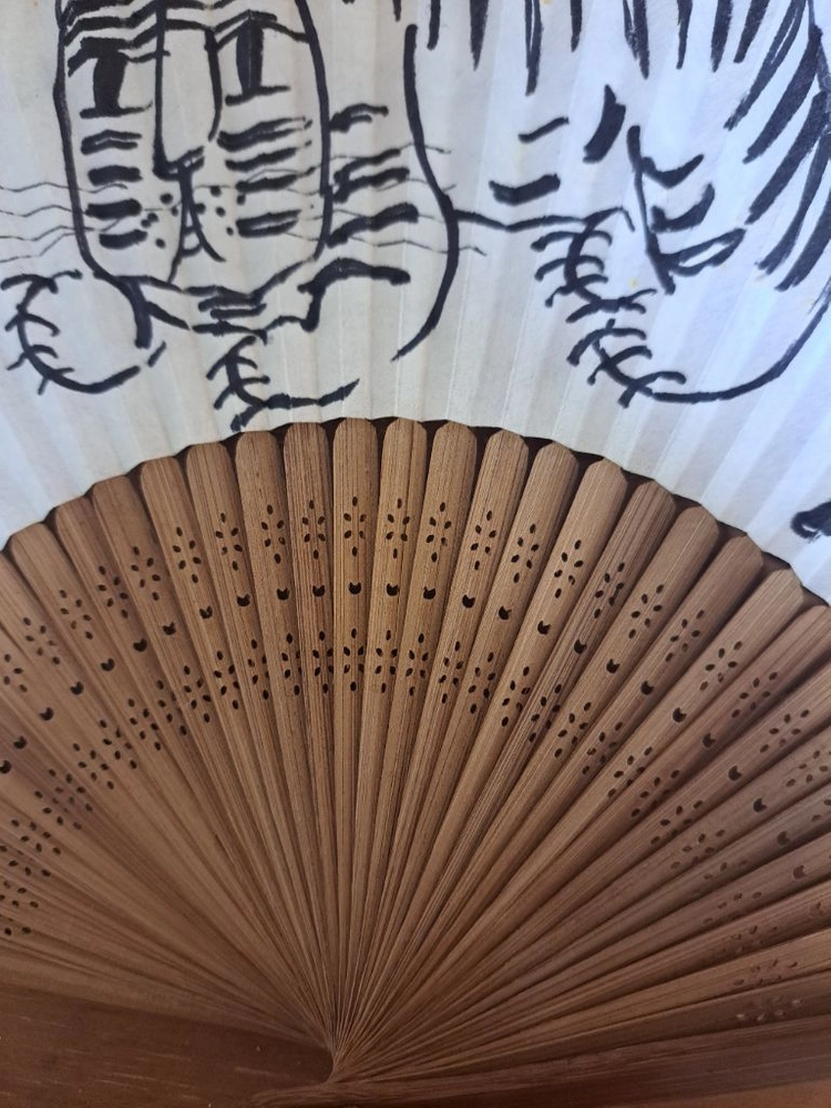 빈티지 호작도(호랑이와까치) 대나무 전통부채 이미지
