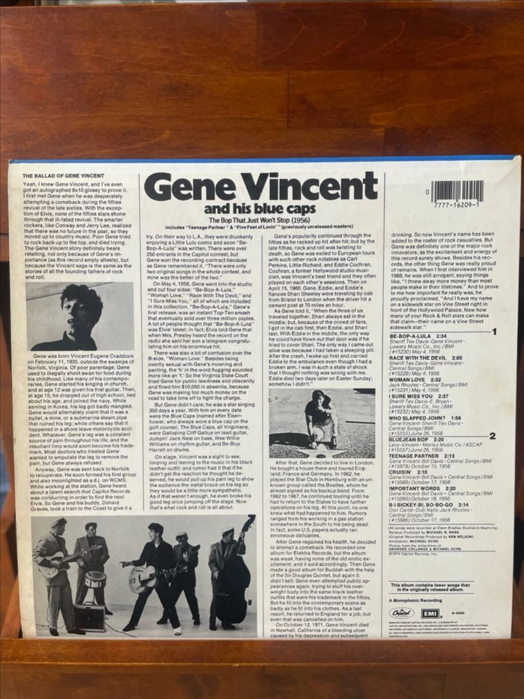 Gene vincent 진 빈센트 LP 엘피 이미지