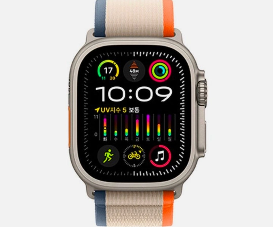 [새상품]애플워치 울트라 2세대 GPS + Cellular 49mm 내추럴 티타늄 케이스 오렌지/베이지 트레일 루프 이미지