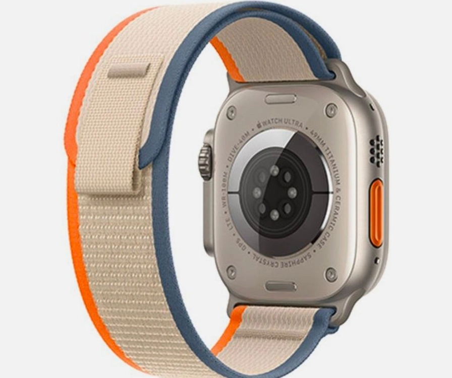 [새상품]애플워치 울트라 2세대 GPS + Cellular 49mm 내추럴 티타늄 케이스 오렌지/베이지 트레일 루프 이미지