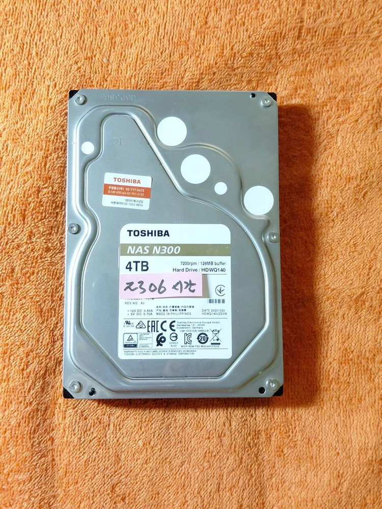 도시바 NAS 7200/128M HDD 4TB 2306시간 이미지
