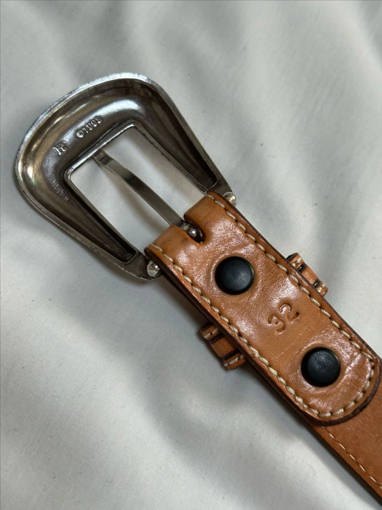 Nocona 수제 서부 조각 장식 소가죽 예술품 허리띠 이미지
