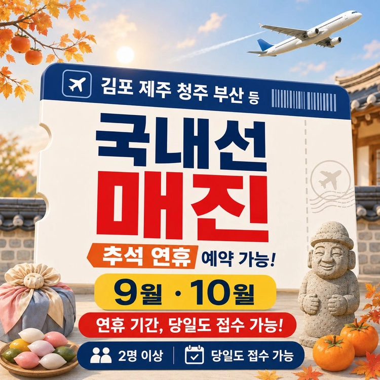 10/24 10/25 주말 국내선 매진표 취소표 구해드립니다 이미지