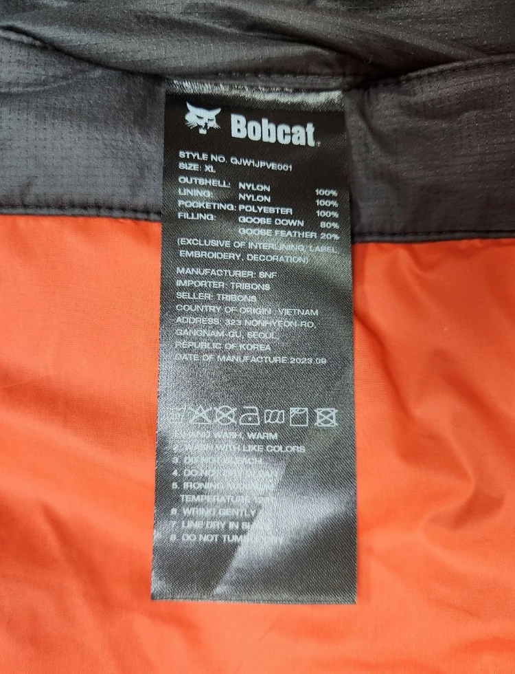 [정품 남성 XL] Bobcat 밥캣 구스다운 후드패딩 조끼 노스페이스 나이키 아디다스 코오롱스포츠 k2 케나다구스 이미지