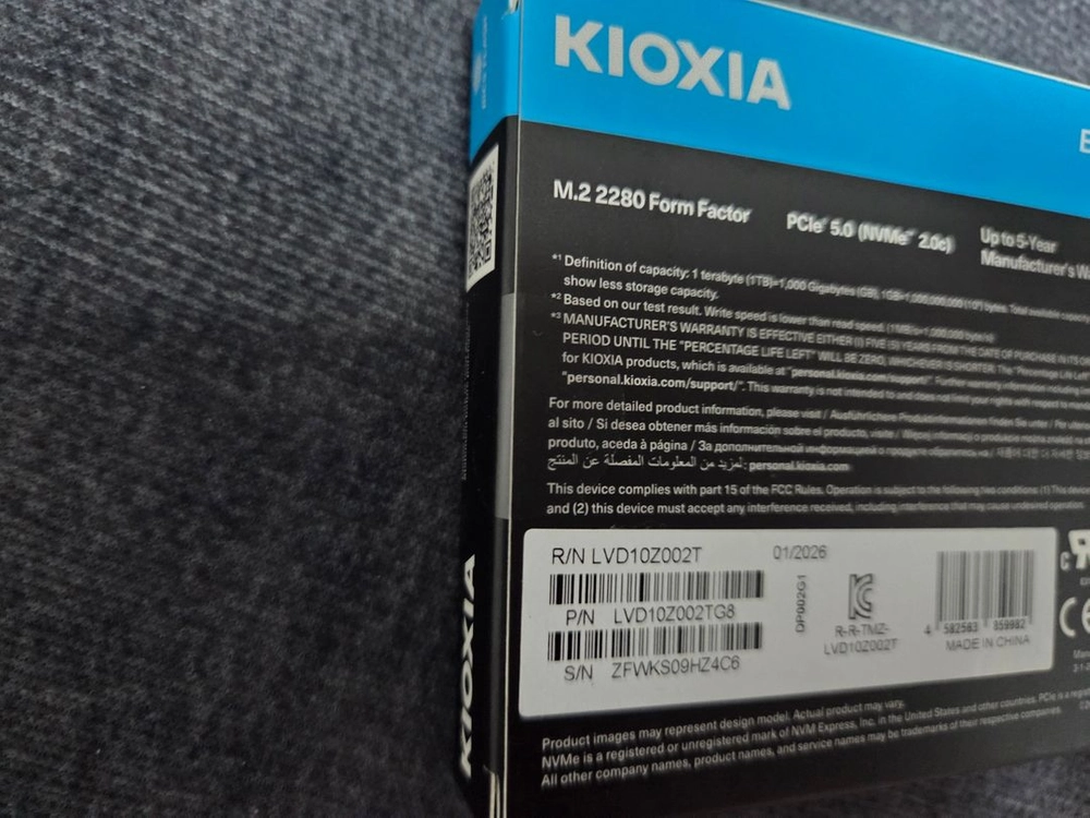 미개봉 정품) 키오시아 PCIe 5.0 G4 2TB SSD 이미지