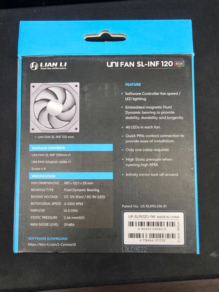 [풀박스/서린정품] 리안리 UNI FAN SL-INF 120 RGB WHITE 이미지