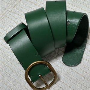 흑녹색 빈티지 황동 버클 천연가죽 벨트, Genuine Leather 1등급 천연가죽 이미지