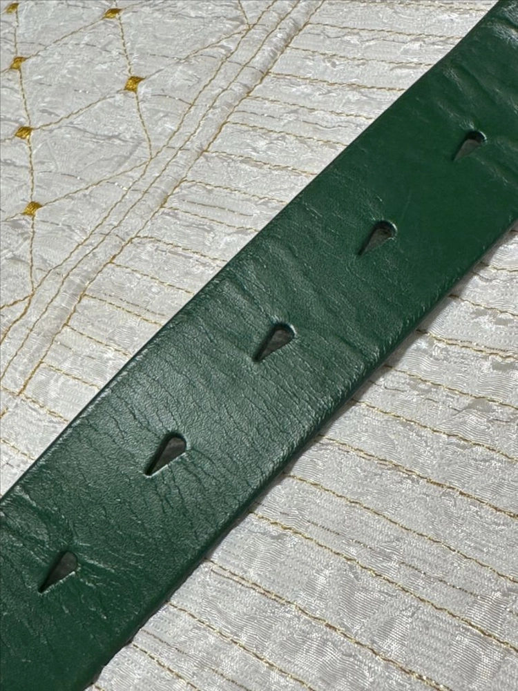 흑녹색 빈티지 황동 버클 천연가죽 벨트, Genuine Leather 1등급 천연가죽 이미지