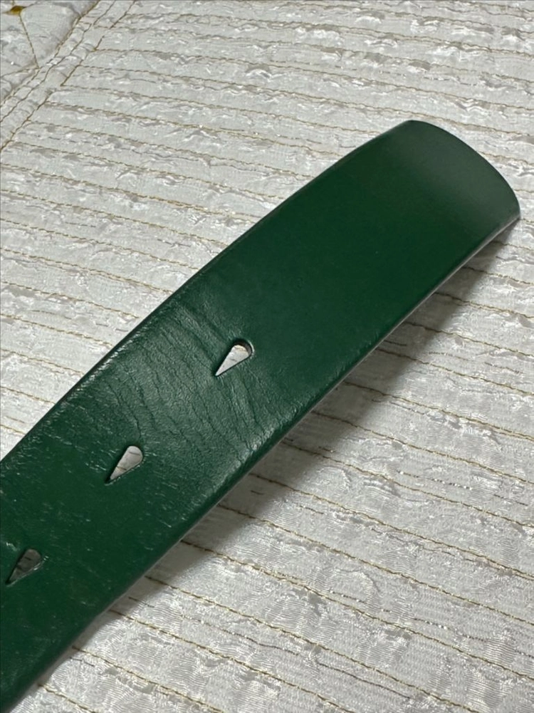 흑녹색 빈티지 황동 버클 천연가죽 벨트, Genuine Leather 1등급 천연가죽 이미지